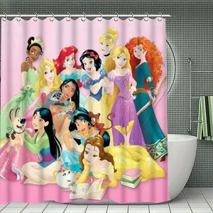 DISNEY CLASSIC Princess Fairy Shower Curtain - Colorful Mythical Character Design, Royal Gorgeous Fairy-Tale Bathroom Decor for Home Bath Supplies