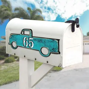 Designocracy MA98542-12 12 in. Wooden House Number Sign for Pick Up Trucks, Classic & Collectible Colorful Home Decor Plaque, Artwork Gift