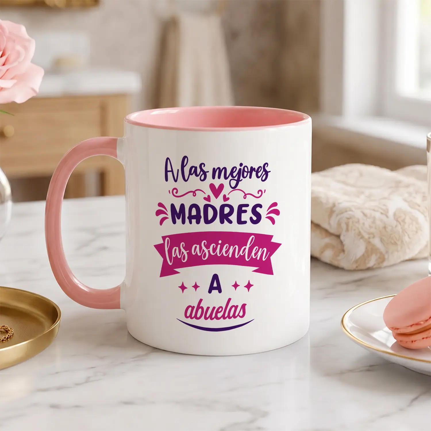 R HORSE La Mejor Abuela Mug For Grandmother Mother’S Day Birthday Gift, Grandma Coffee Mug Grandma Gifts, Spanish Regalos Para Mamá Abuelas, Cute Tea Milk Cup Pink Ceramic Coffee Cup