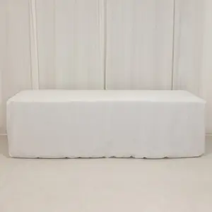 Premium Polyester Rectangle Tablecloth 8ft White - Durable Fitted 220GSM Table Cover for Catering Events & Parties