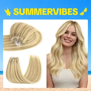 GOO GOO Micro Link Hair Extensions Real Human Hair, Cold Fusion, 18-22Inch 50g 1g/s Invisible Glueless Micro Loop Hair Extensions Silky Straight Natural Human Hair Extensions#Summervibes