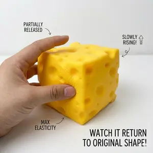 Ultimate Anxiety Relief Squeeze Toy - Giant Yellow Cheese Squishy Block | Slow Rising Sensory Fidget for Work & Home