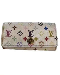 Pre-owned Louis Vuitton Canvas Small Leather Goods Multicolor 6 Key Holder White | Takashi Murakami | Authentic LV Key Case