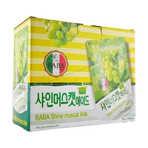 WOONGJIN BABA Sunshine Rose Grape Juice 190ml x 10 Packs | Low Calorie & Zero Fat