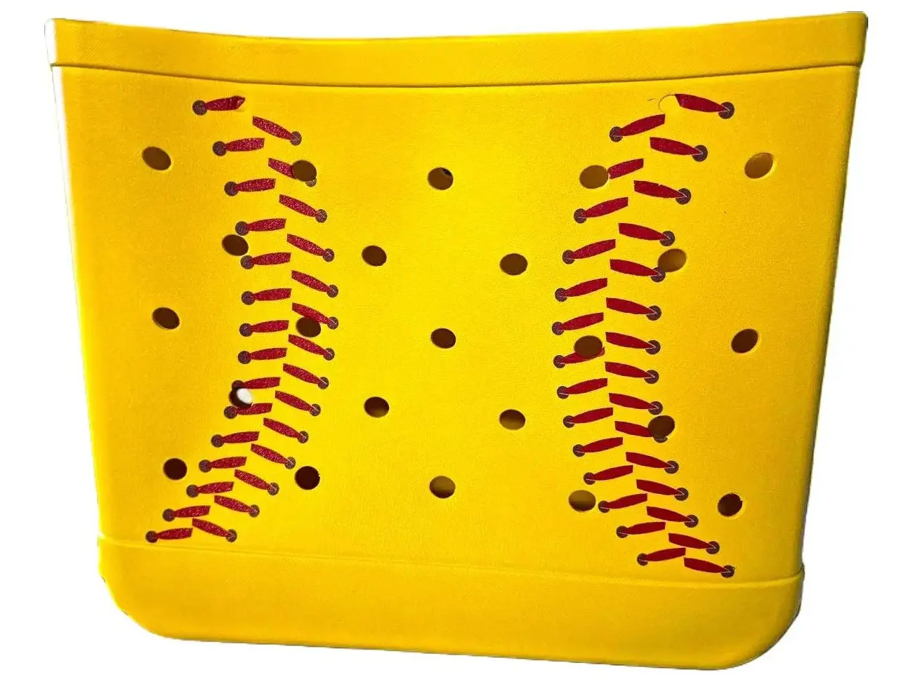 Yellow Softball Stitches Tote Bag - Medium