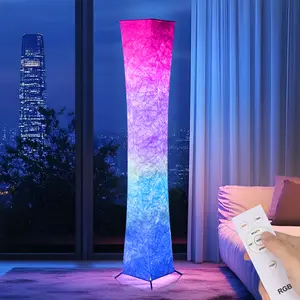 1 RGB color changing LED floor lamp, modern floor lamp in color mode, white fabric shading, gift for living room and bedroom, New Year gift, Valentine's Day gift, birthday gif