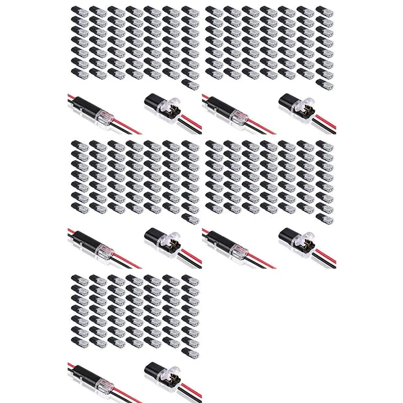 250PCS Double-Wire Plug-in Connector with Locking Buckle,Pluggable Connectors 2Pin 2 Way Universal Compact Wire Terminal