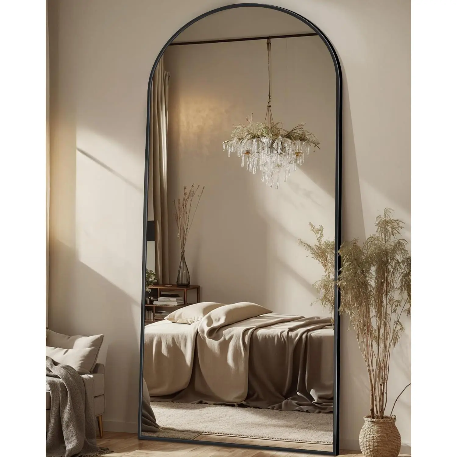 Antok Full Length Mirror, 71"x28" Floor Mirror, Oversized Floor Standing Mirror Freestanding Full Body Mirrors with Stand for Bedroom, Hanging Mounted Mirrors for Living Room Cloakroom, Black