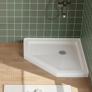Garvee Upgraded White 36 x 36 Inch Single Threshold Shower Pan with Center Drain, Lightweight Non-Slip ABS Shower Base, Comes with Drain Kit for Easy Install