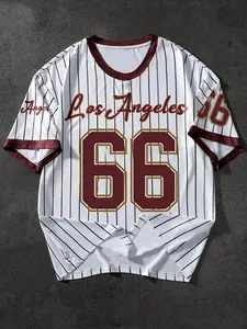 Los Angeles 66" Men's Plus Size Casual Sports Jersey in Multiple Colors - Breathable and Stretch Knit Fabric, Crew Neck, Machine Wash, Black and White Diagonal Stripes, Party Wear | Casual Style | Comfortable Fit, Los Angeles T-Shirt, Athletic Top