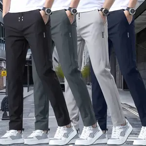 ZYNE Pack of 4 Men's Lightweight Casual Pants - Quick Dry Stretch Waistband - Solid Color Straight Leg Trousers - Outdoor & Everyday Wear - Minimalist Style - Breathable Fabric - Suitable for Active Lifestyles