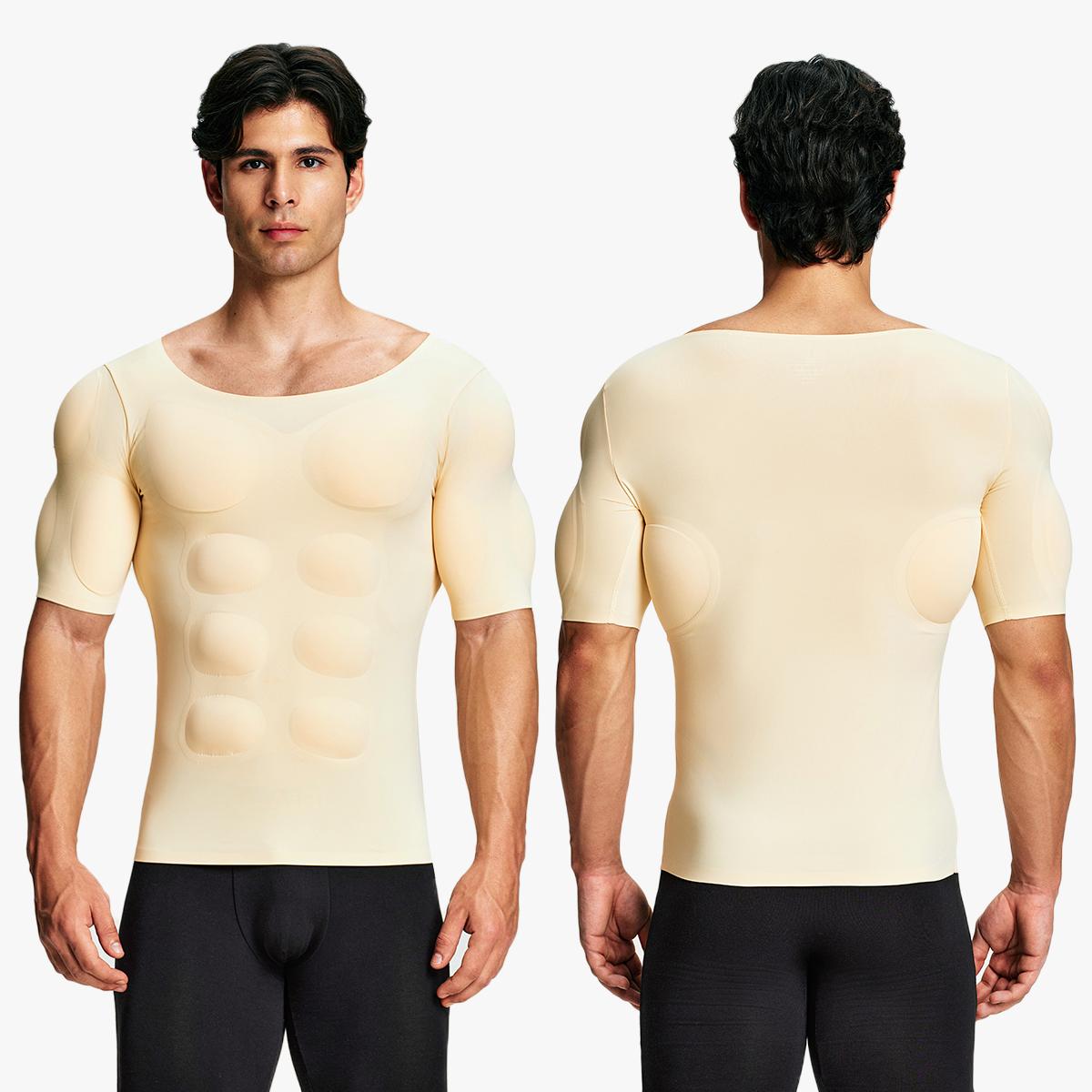 【Nebility】 Men’s Invisible Seamless Muscle-Enhancing T-Shirt with Removable Muscle Pads and Light Compression Function, Suitable for Everyday Wear, Cosplay, and Special Occasions 【Nebility】 Men’s Invisible Seamless Muscle-Enhancing T-Shirt with Removable Muscle Pads and Light Compression Function, Suitable for Everyday Wear, Cosplay, and Special Occasions