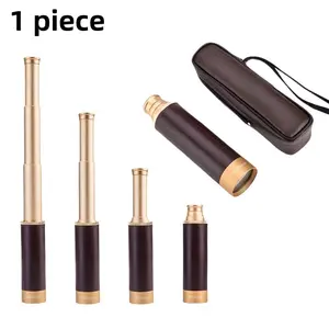 Adult & Kids Bronze Monocular Telescope, Retro Extendable, 25x30 Magnification, Compact Portable, 30mm Objective, 12mm Eyepiece, Gift Idea