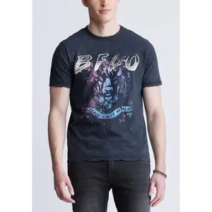 Tizoc Men's Short Sleeve Graphic T-shirt, Black - BM24410