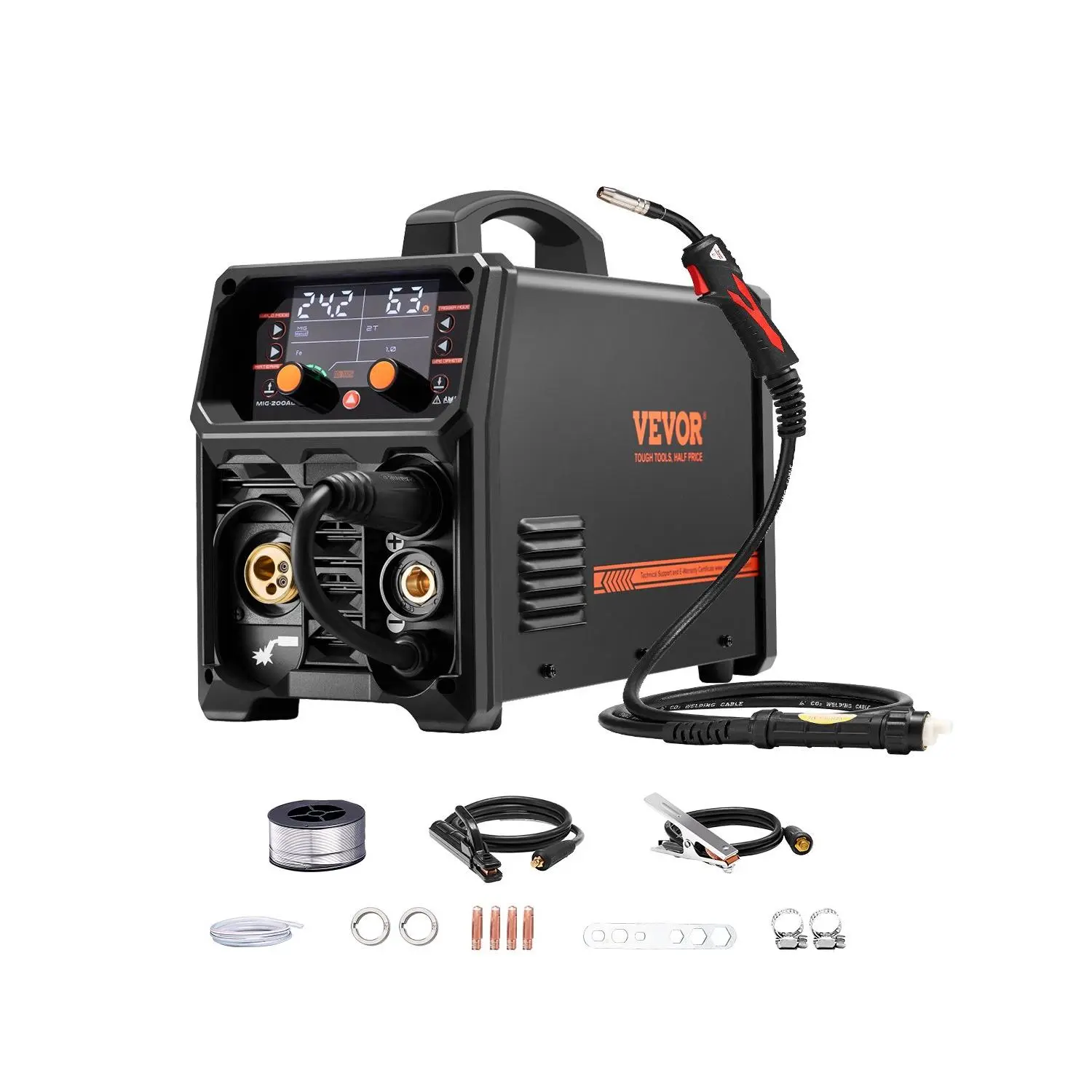 【Summerfinds】VEVOR Pro 200A 5-in-1 Synergic Welder, 110V/220V Dual Voltage Aluminum Compatible Machine with LCD Screen - Pulse, Gas, Flux Core, Stick, Lift TIG Functions