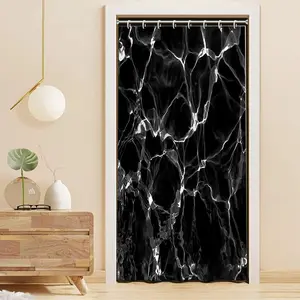 Black Shower Curtain, Black Marble with White Lines Crack Waterproof Bathtub RV Decoration for Bathroom Abstract Modern Luxury Polyester Fabric Shower Curtains with Hooks 48x72 inches