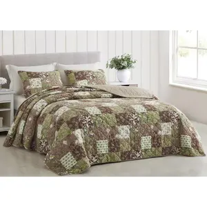 Leilani Bohemian Printed Floral Patchwork Cotton Quilt Set