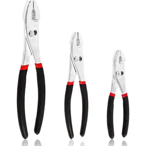 3Pcs 6 Inch/8 Inch/10 Inch Black Slip-Joint Pliers, Pliers Set, Multi-Grip Pliers, Slip Joint with Grip Handle Fine Grip Teeth in Front and Coarse Teeth in Back-Rust Resistant