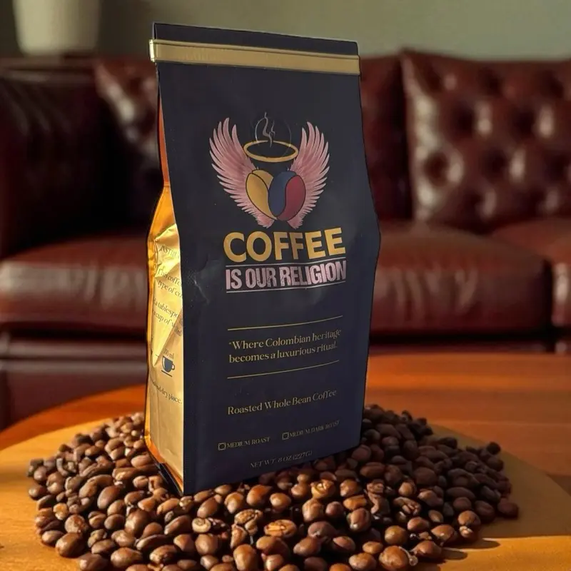 Coffee Is Our Religion Medium Roast 1/2 lb Colombian Heritage Whole Bean Coffee