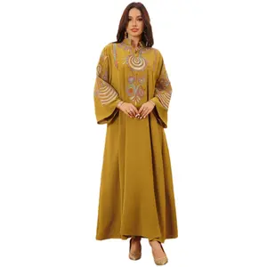 Middle Eastern Embroidered Jalabiya Kaftan Women’s Pullover Dress for Muslim Women
