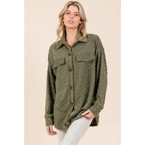 Olive Green Checkered Button-Down Shacket