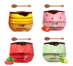 4 PCS Bee Lip Balm Honey Pot,Lip Mask Prevention Dry and Cracked Lip Scrubs Exfoliator Lip Wrinkle Skin Care