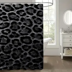 Trendy Leopard Print Bath Curtain, Modern Wall-Mounted Bathroom Supply, Available in 1pc/3pcs/4pcs, Multiple Sizes to Choose From