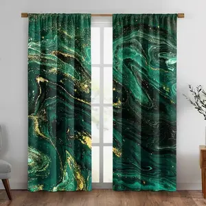 2 Piece Set Marble Curtain, Insulation & Half-Privacy Design, Suitable for Apartment Bedroom Kitchen Living Room Balcony