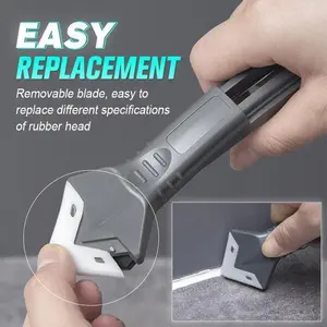 3 in 1 Multifunctional Silicone Scraper with 5 Interchangeable Heads for Easy Caulking Line Repair & Grout Removal