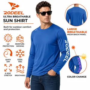 RODEEL 961 Long Sleeve Sport Shirts Men UPF 50+ Sun UV Protection Lightweight Quick Dry Moisture Wicking Breathable Cooling Athletic Activewear for Outdoor Sport Gym Workout Hiking Camping Running Fishing Boating Construction Landscaping, SummerVibes