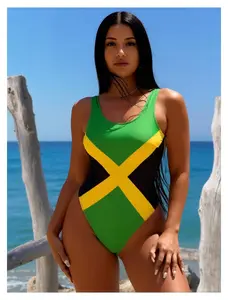 Green One Piece Swimsuit Women 2024 - Color Block Monokini Bathing Suit High Cut Sexy Swimwear for Beach, Pool, Spring Summer, Designer Fashion