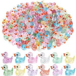 30pcs Kawaii Duck Mini Figurines Set – Glitter Resin Ducks for DIY Crafts, Slime, Desk Decor & Party Favors, Great for Baby Shower, Easter & Holiday Gifts