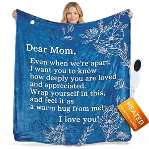 Large Heated Throw Blanket for Mom, Super Soft Flannel  from Daughter or Son for Mother's Day, Christmas, Birthday, Valentine's Day (Large, 50x60)