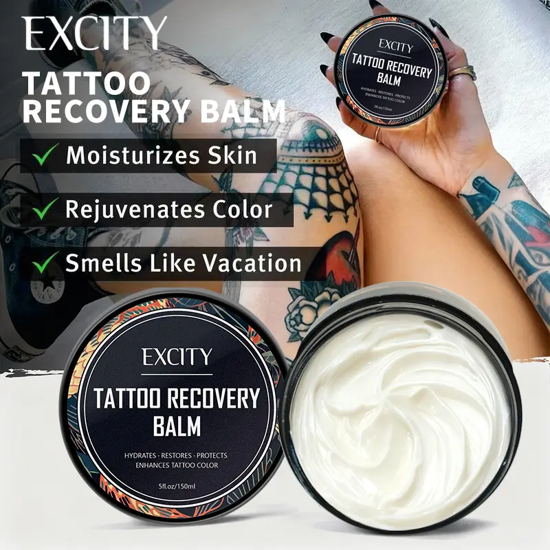 Excity InkGlow Tattoo Recovery Balm - Hydrates Restores Protects Enhances Tattoo Color - 5oz/150ml for Tattoo Lovers - Moisturizes & Protects