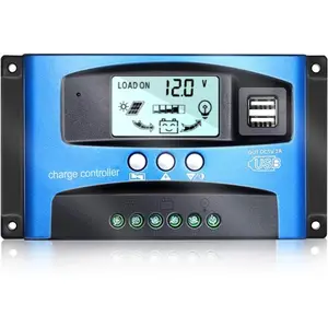 Solar Charge Controller 100A 12V/24V Auto Solar Panel Intelligent Regulator with Dual USB Port LCD Display for Lead Acid Batteries