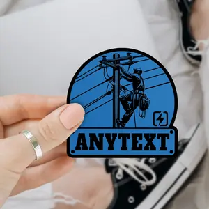 Custom name Lineman Sticker, Personalized Blue Collar Electric Worker Engineer Name 3 inches Sticker, Waterproof Sticker for Laptop Water Bottle Book