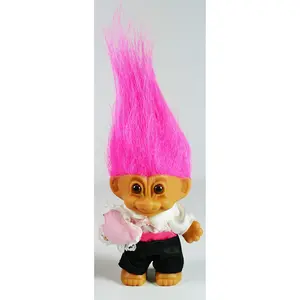 Troll Doll Ring Bearer Russ 3 1/4" tall Pink Hair