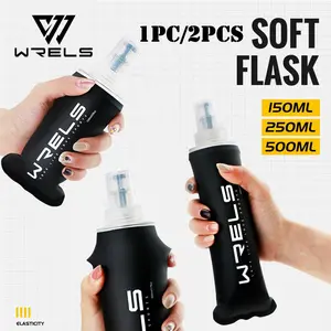1 Count 150ML/250ML/500ML Black Sports Soft Water Bottle, Portable Foldable Sports Cold Water Bottle, Bite-Valve Hydration Tumbler, Sports Water Bottle, Ideal for Outdoor Cycling, Trail Running and Mountaineering
