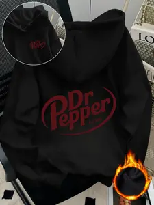 Vintage Style Dr Pepper Hoodie, Classic Print, Comfortable and Fashionable, Fitted, Essential for Nostalgic Soda Lovers, Fall & Winter