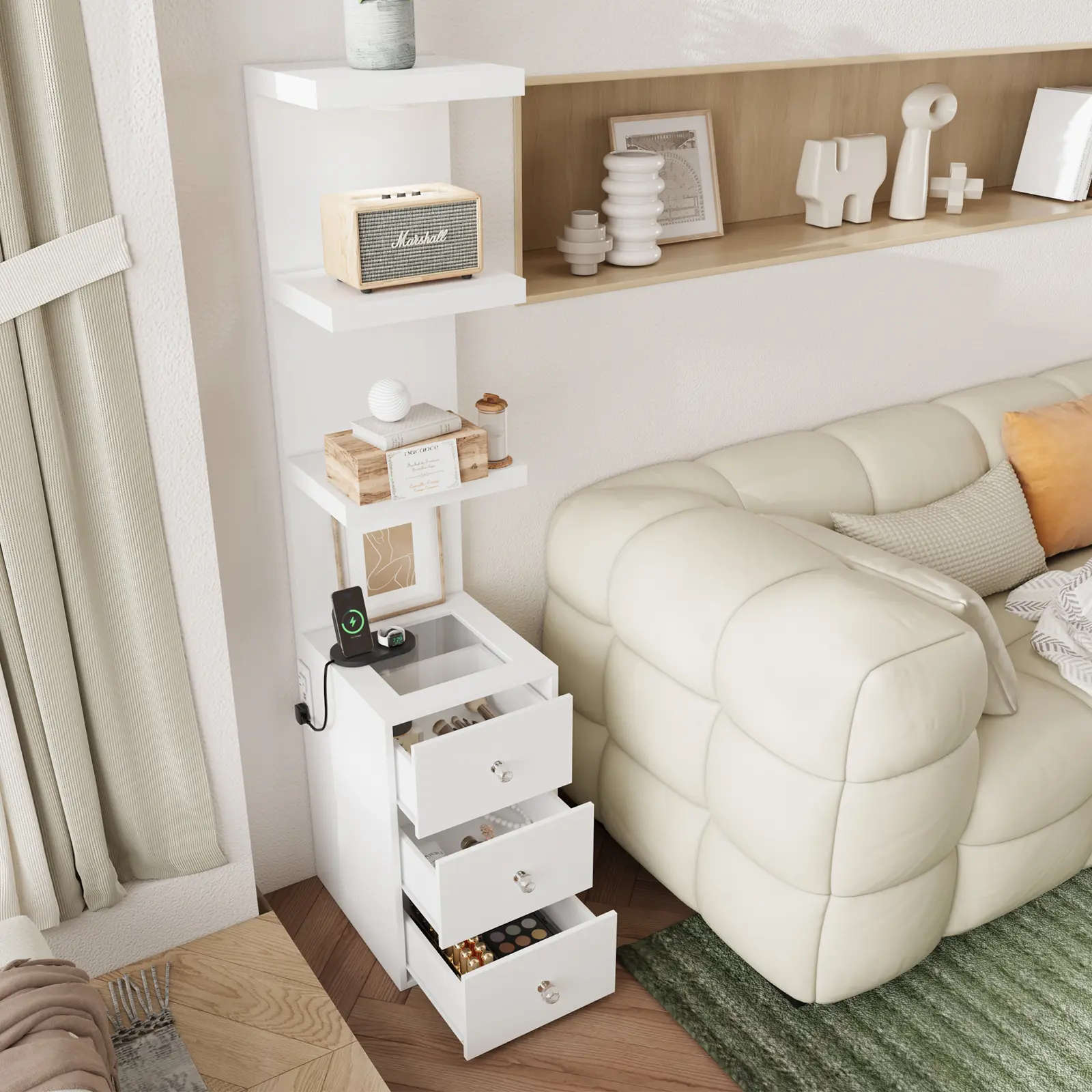 1 LED light and Glasstop（outlet is on the left）