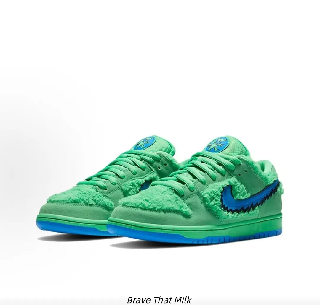 Bright Green Fuzzy Plush Upper Low Top Skate Sneakers Contrast Blue Stitched Logo Blue Rubber Outsole Non Slip Fluffy Texture Street Trend Casual Walking Shoes Unisex Men Women Warm Winter Fashion Footwear