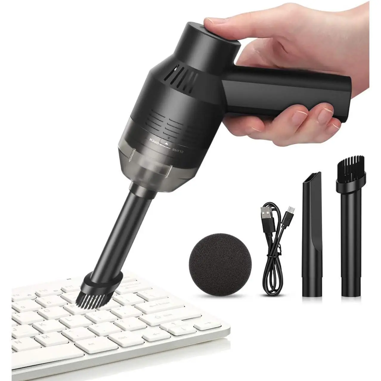 F-HVC05  Mini Vacuum Cordless Vacuum Keyboard Cleaner Mini Computer Vacuum Rechargeable Desk Vacuum for Cleaning Dust,Hair,Crumbs,Eraser Scrap,Laptop,Pet House,Sewing Machine
