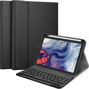Keyboard Case for iPad Mini (A17 Pro) 7th Generation 2024 / iPad Mini 6th Gen 8.3 Inch, Soft TPU Back Cover with Magnetically Detachable Wireless Bluetooth Keyboard, Black