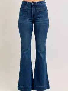 Judy Blue High-Waisted Flare Jeans with Front Pockets