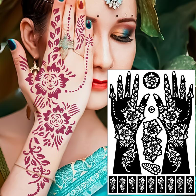 12 Large Hollow Tattoo Templates, Creative Reusable Body Art Stencils for Henna, Easy Application, Perfect for Beginners & Professionals