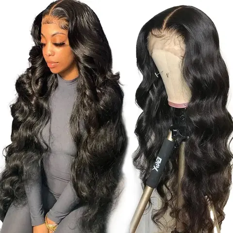 13x6 HD Transparent Lace Frontal Wigs Human Hair Pre Plucked 13x4 Lace Brazilian Body Wave Wigs with Baby Hair 180 Density Natural Hairline for Black Women 32inch #SummerVibes