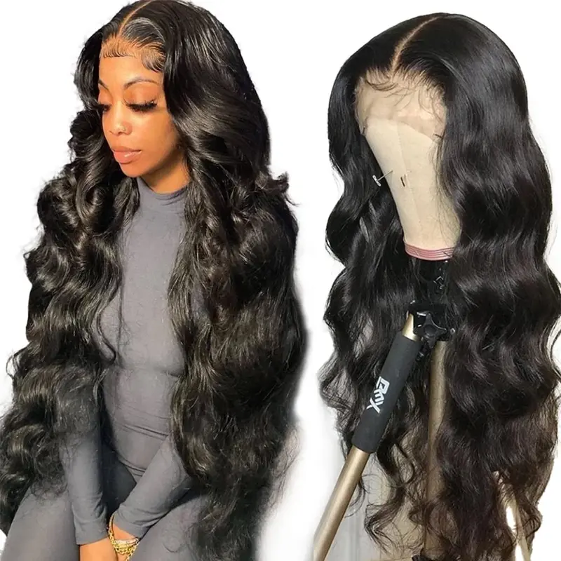 13x6 HD Transparent Lace Frontal Wigs Human Hair Pre Plucked 13x4 Lace Brazilian Body Wave Wigs with Baby Hair 180 Density Natural Hairline for Black Women 32inch #SummerVibes
