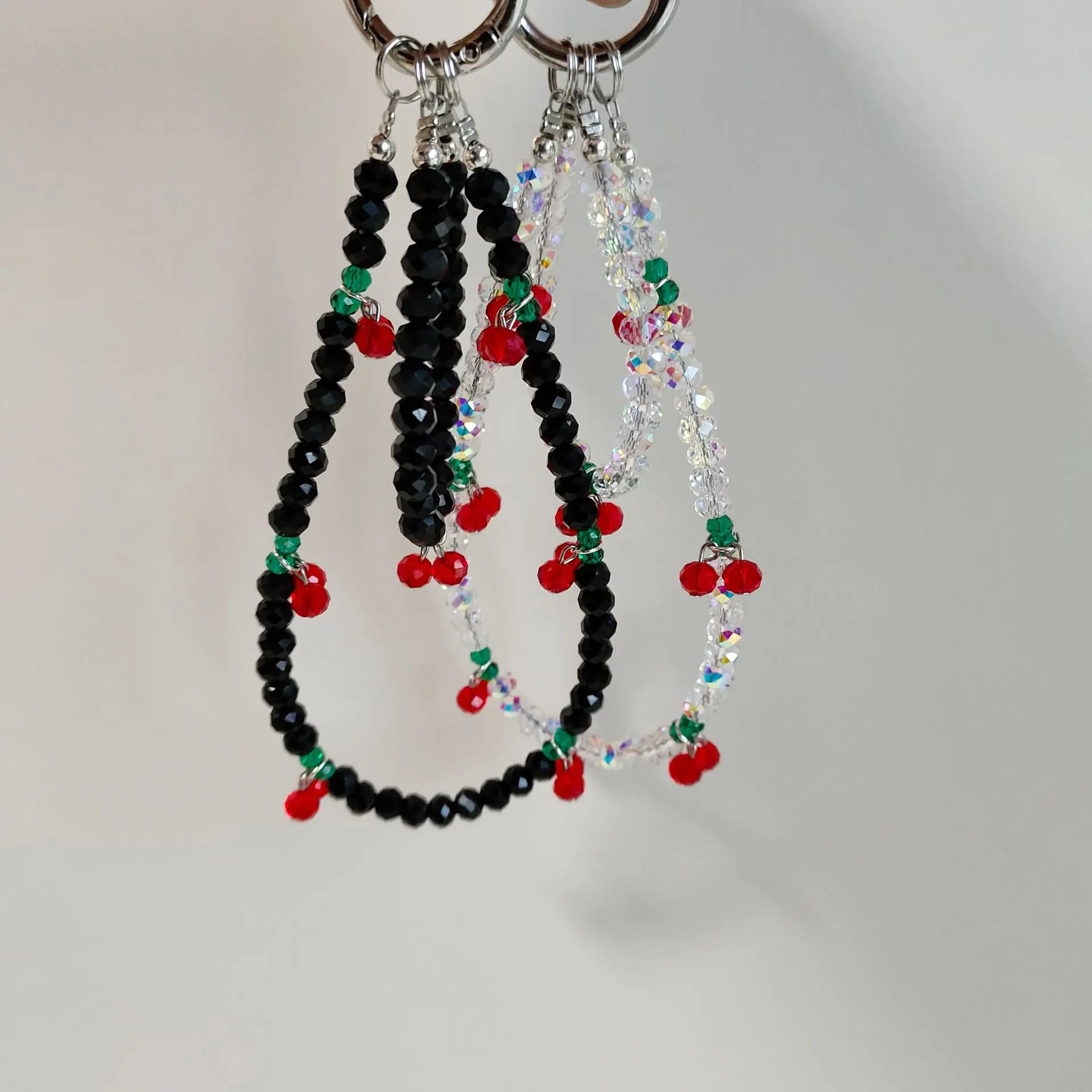 Red Cherry Bead Crystal Cellphone Hanging Rope - Fashionable Mobile Accessory, Bag Keychain Pendant