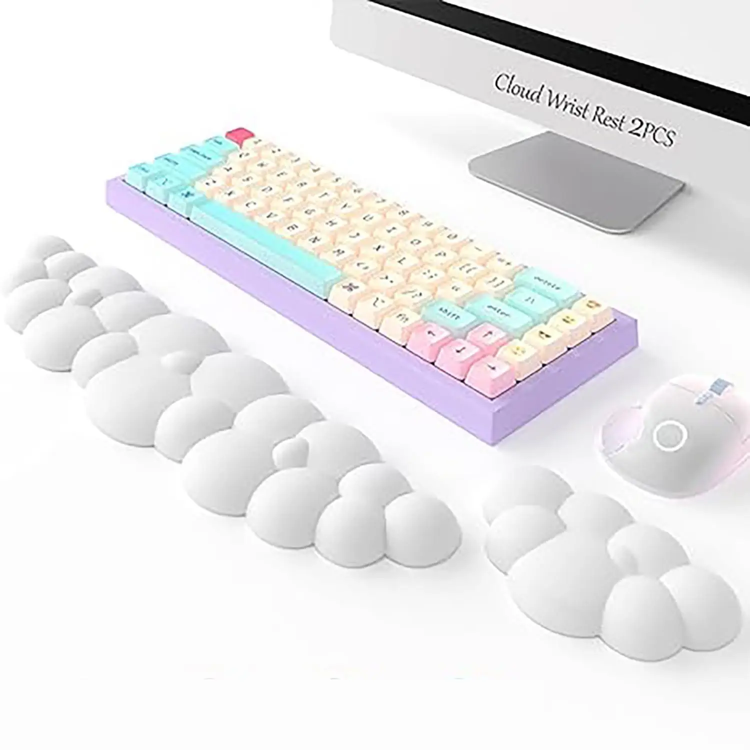 Cloud Keyboard Wrist Rest, High Density Memory Foam Keyboard Palm Rest, Ergonomic Keyboard Pad, Keyboard Wrist Support, Mouse Pad Rest Support for Off