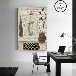 Art Posters Charming Frog Bath Canvas Prints Vintage Wall Decor for Living Rooms Bedrooms Home Offices Funny Wall Art - Illustrations